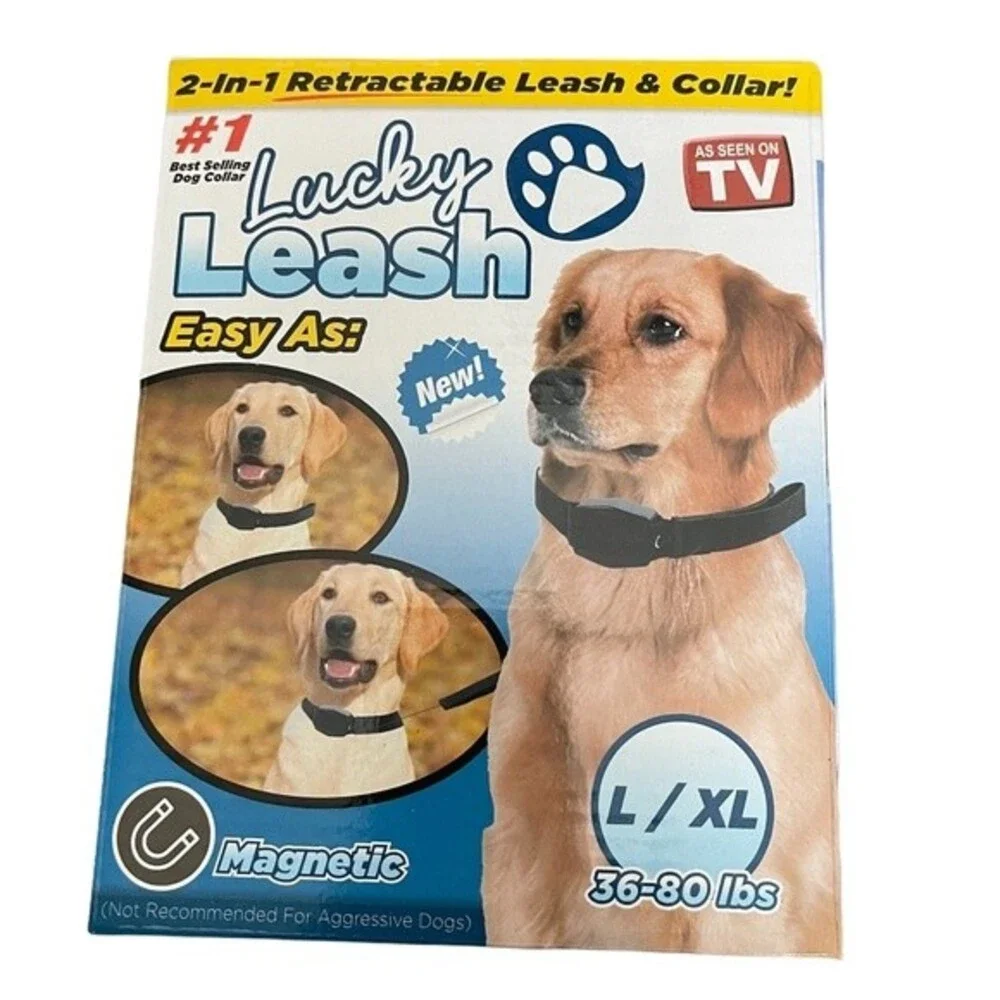 Lucky Leash, Retractable Dog Leash and Collar 2 in 1 for Dogs 36-80 Lbs